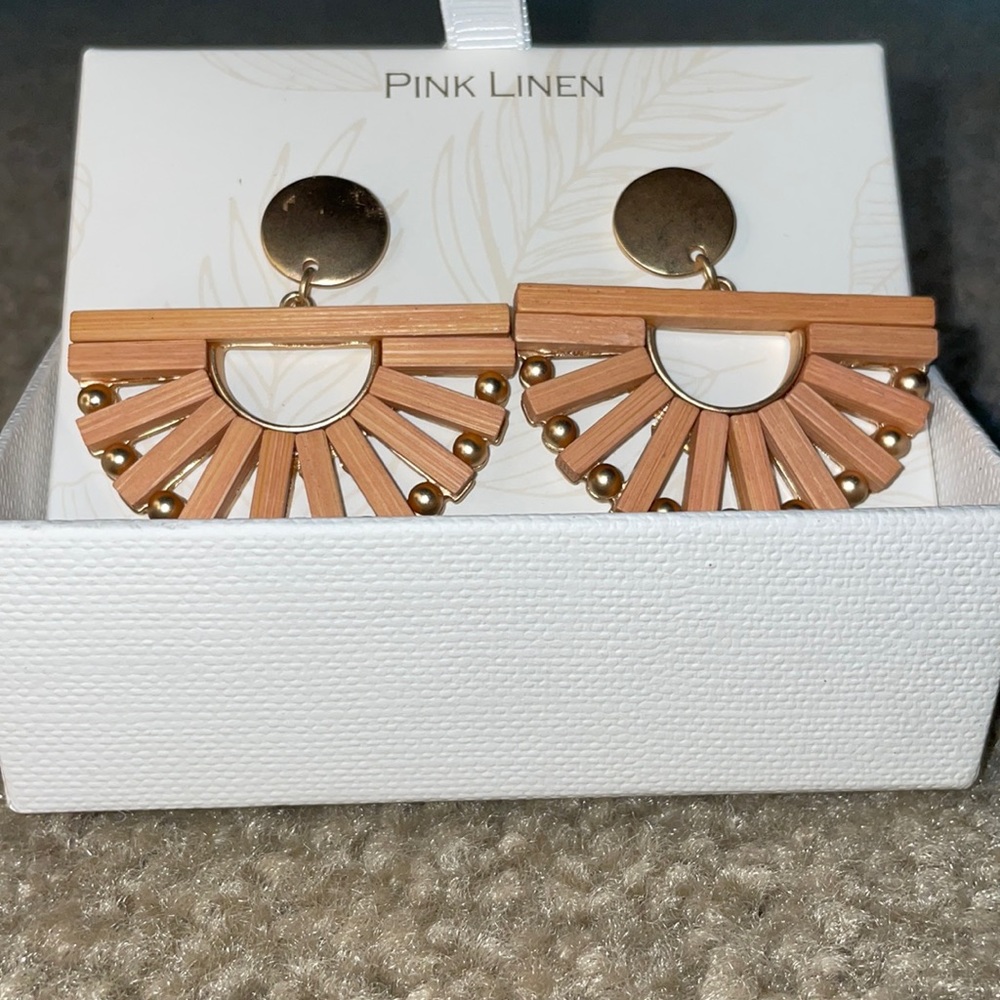 NWOT Pink Linen earrings